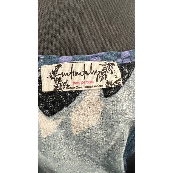 🌸 Free People Intimately M Blue Floral Slip Tunic Top Boho Y2K Layer - Picture 4 of 4